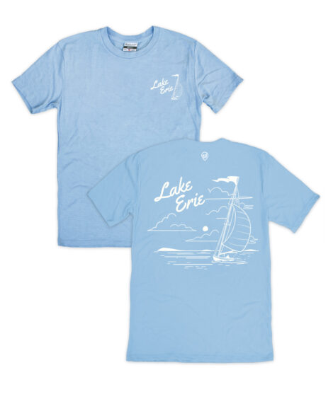 Lake Erie Sailing Front/Back Light Blue Crew T-Shirt