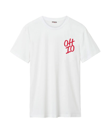Ohio Stacked Front/Back White Cotton Crew