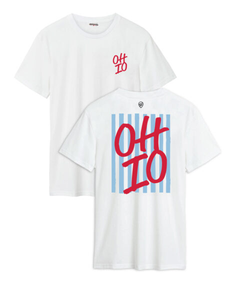 Ohio Stacked Front/Back White Cotton Crew