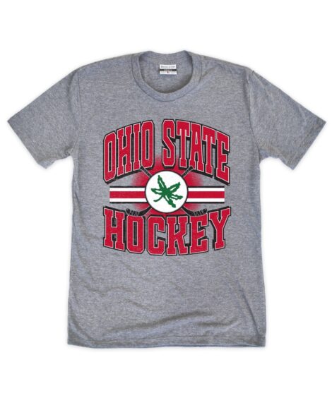 Ohio State Hockey Buckeye Leaf Gray Crew