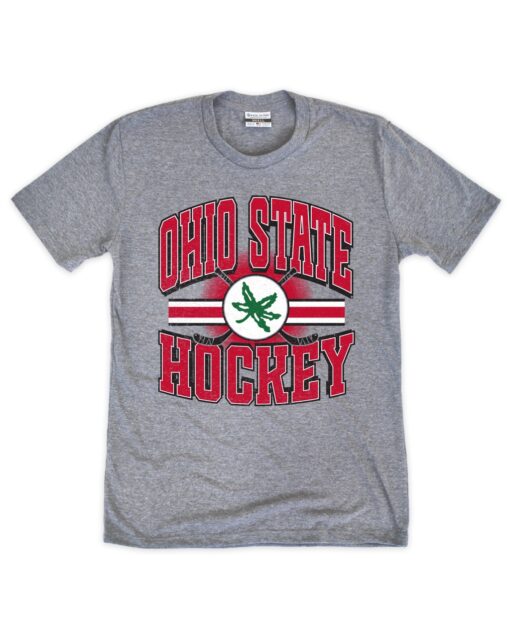 Ohio State Hockey Buckeye Leaf Gray Crew