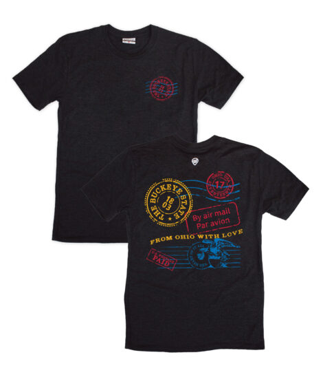 Ohio With Love Stamps Front/Back Black Crew T-Shirt