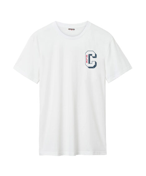 Cleveland Pennant Front/Back White Cotton Crew T-Shirt