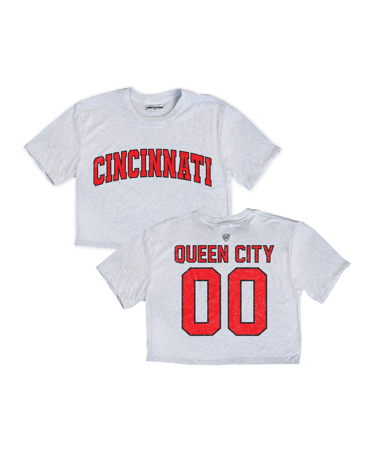 Cincinnati Jersey Front/Back Ash Crop Top