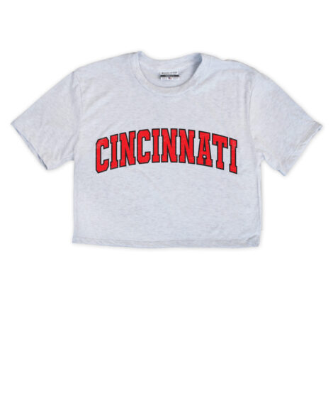Cincinnati Jersey Front/Back Ash Crop Top
