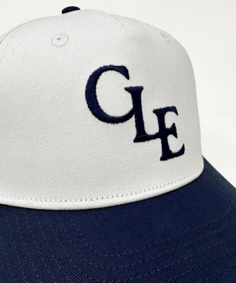 CLE Stacked White/Navy Two-Tone Trucker Hat