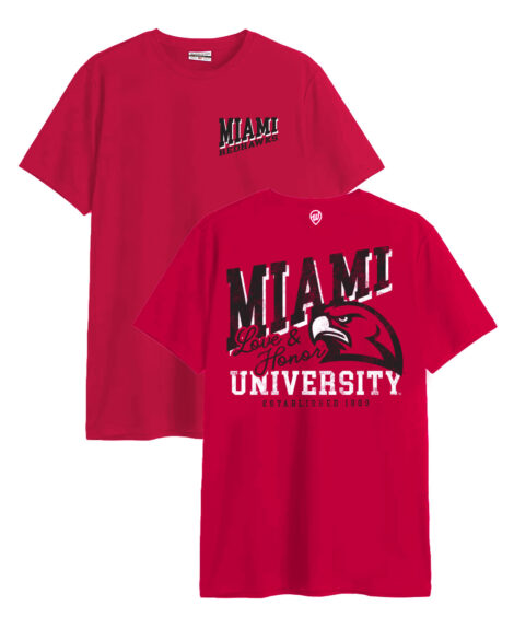 Miami University Redhawks Front/Back Red Cotton Crew T-Shirt