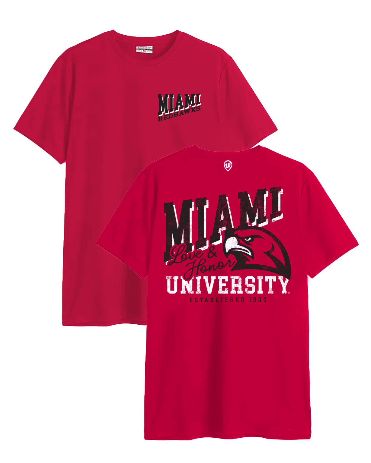 Miami University Redhawks Front/Back Red Cotton Crew
