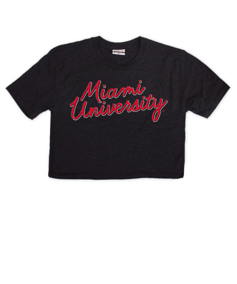 Miami Universtiy Script Black Crop Top