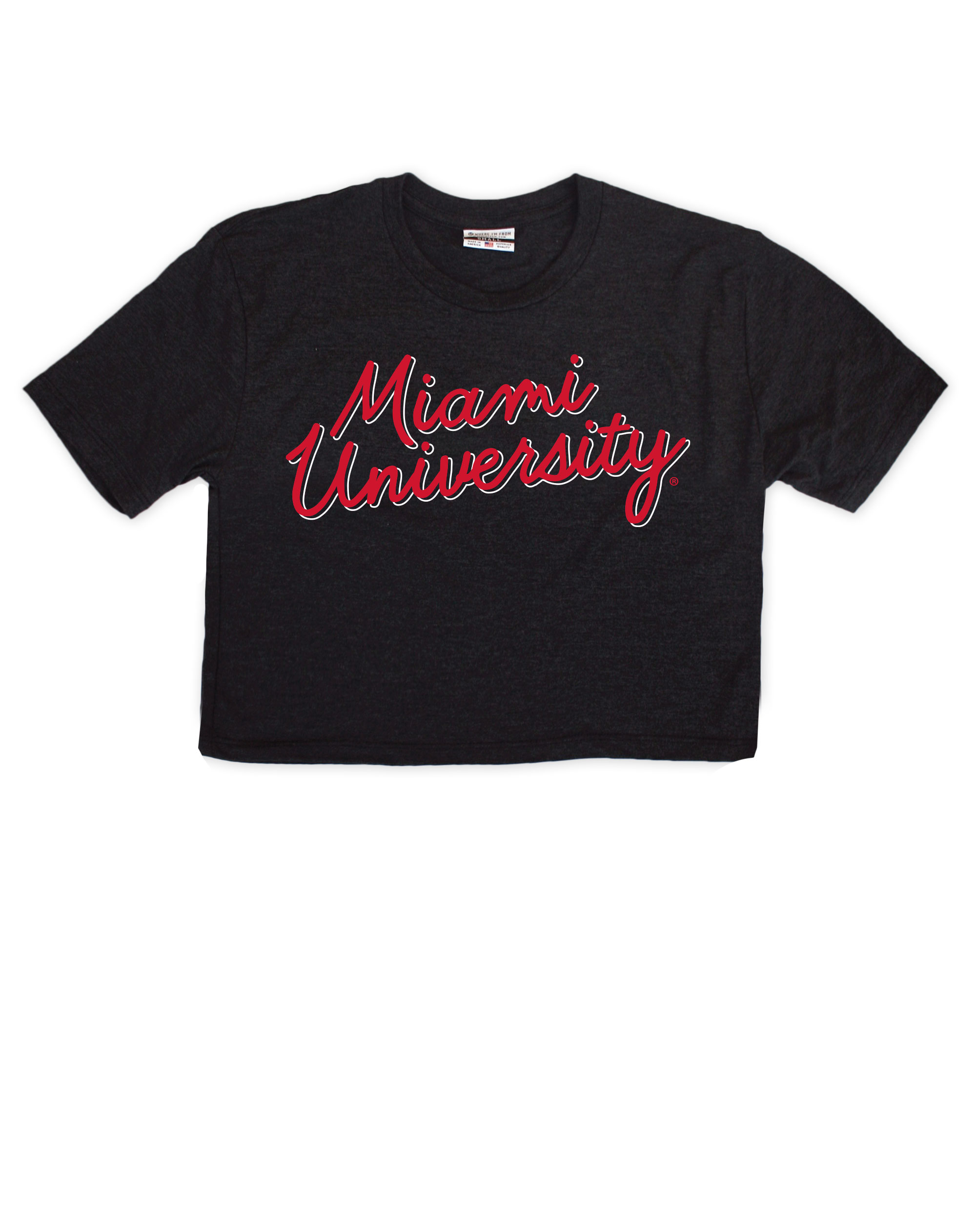 Miami Universtiy Script Black Crop Top