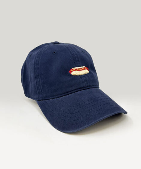 Hot Dog Embroidered Navy Dad Hat