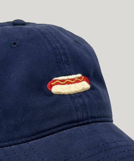 Hot Dog Embroidered Navy Dad Hat