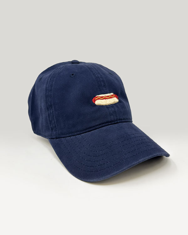 Hot Dog Embroidered Navy Dad Hat